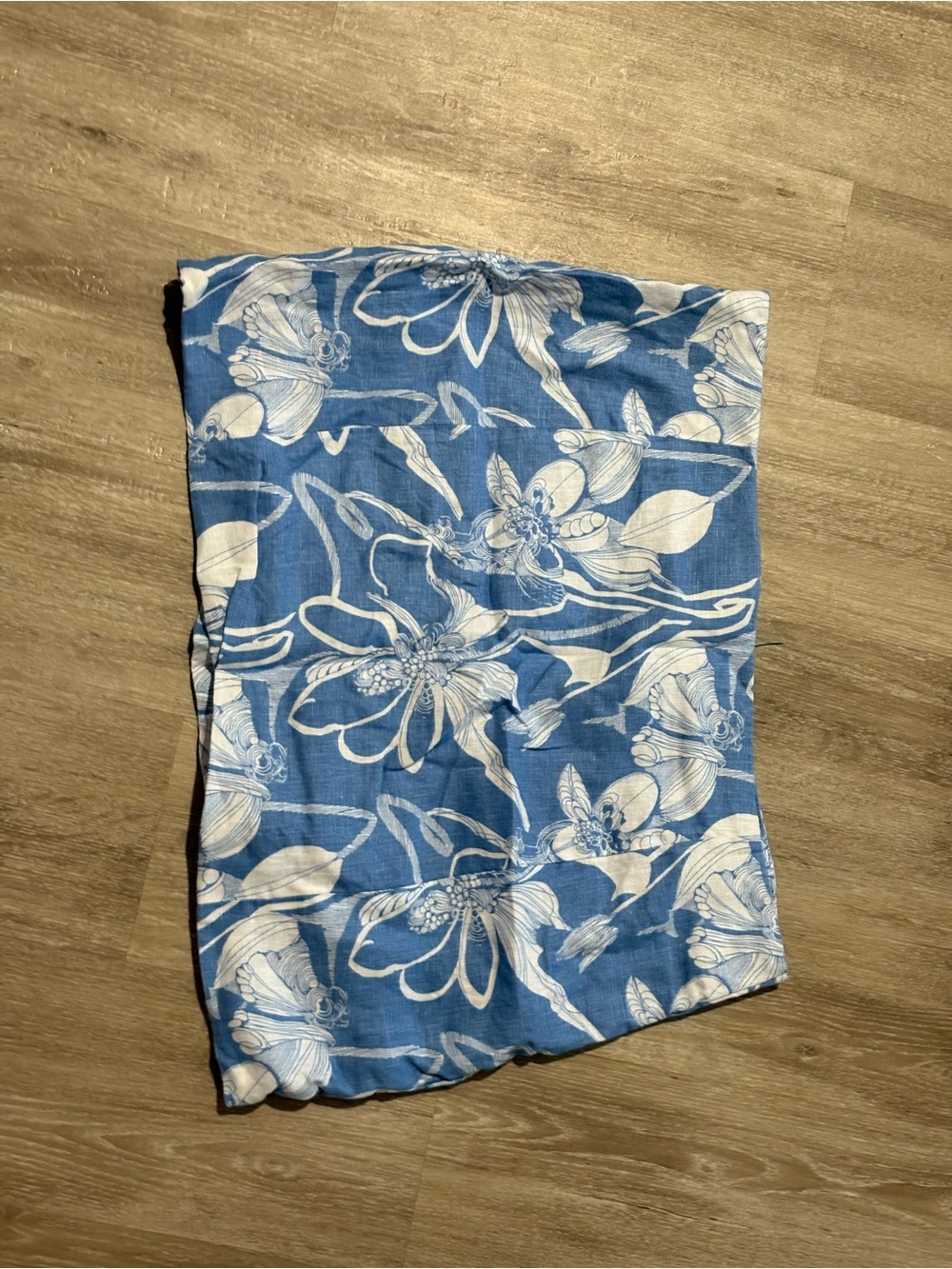 Reformation Blue and White Floral Strapless Top